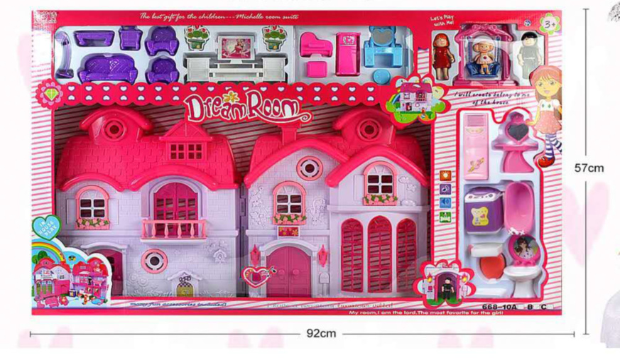 Mega Căsuță Pliabilă de Păpuși cu Figurine și Mobilă