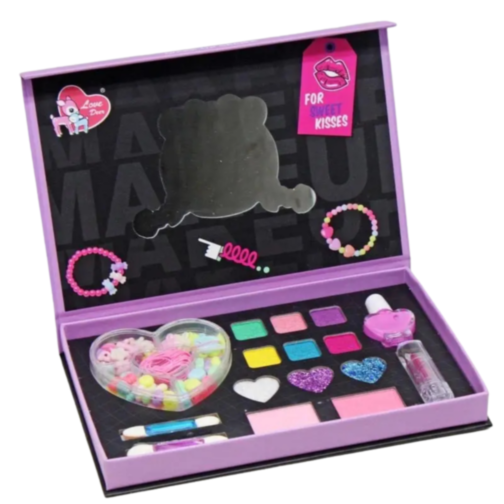 Set de Machiaj pentru Fetițe Shining Makeup – 2 în 1 DIY cu Margele