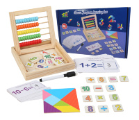Învață Matematica, joc Montessori din lemn cu fise, abac și cartonașe
