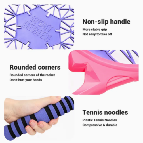 Set Rachete Tenis pentru Copii, cu Mânere Antiderapante și 2 Mingi Incluse