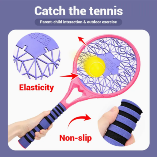 Set Rachete Tenis pentru Copii, cu Mânere Antiderapante și 2 Mingi Incluse