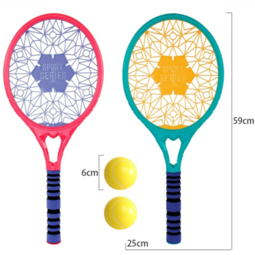 Set Rachete Tenis pentru Copii, cu Mânere Antiderapante și 2 Mingi Incluse