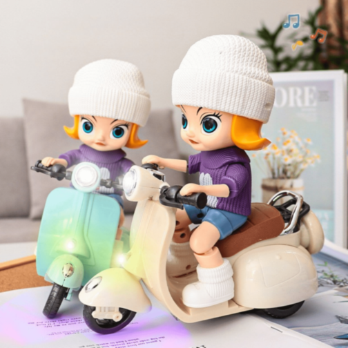 Păpușă cu Scuter Electric cu Lumini și Muzică (culoare aleatorie) Păpușă cu Scuter Electric cu Lumini și Muzică (culoare aleatorie)