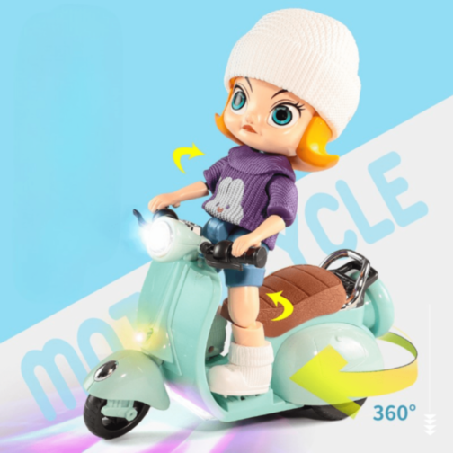 Păpușă cu Scuter Electric cu Lumini și Muzică (culoare aleatorie) Păpușă cu Scuter Electric cu Lumini și Muzică (culoare aleatorie)