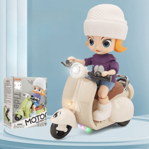 Păpușă cu Scuter Electric cu Lumini și Muzică (culoare aleatorie) Păpușă cu Scuter Electric cu Lumini și Muzică (culoare aleatorie)