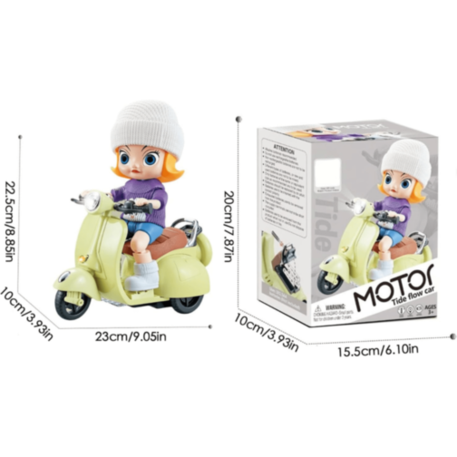 Păpușă cu Scuter Electric cu Lumini și Muzică (culoare aleatorie) Păpușă cu Scuter Electric cu Lumini și Muzică (culoare aleatorie)