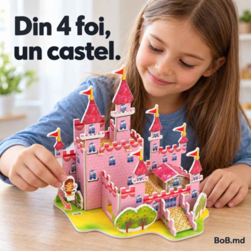 Puzzle 3D castel roz din spumă EPS pentru copii