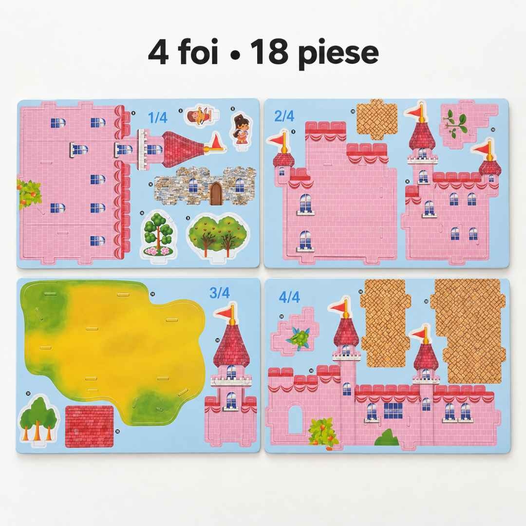 Cele patru foi ale setului Pink Castle, așezate înainte de desprinderea celor 18 piese
