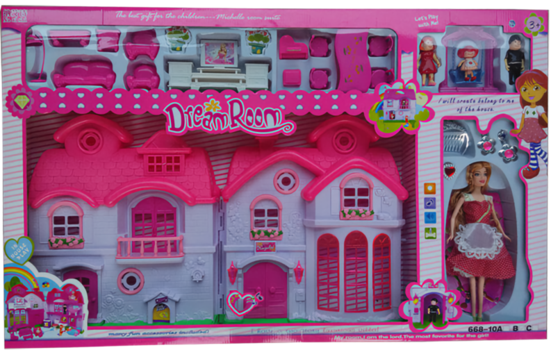 Mega Căsuță Pliabilă cu Păpușă, Figurine și Mobilă