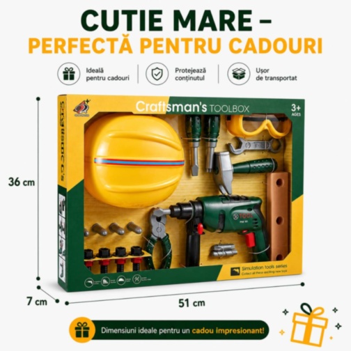 Set Unelte Construcție cu Cască și Bormașină Electrică