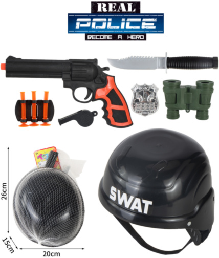 Set Polițist Fulger cu Cască, Pistol și Accesorii