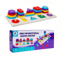 Potrivește Figuri Geometrice, Joc Montessori cu 5 Turnuri și 5 Forme