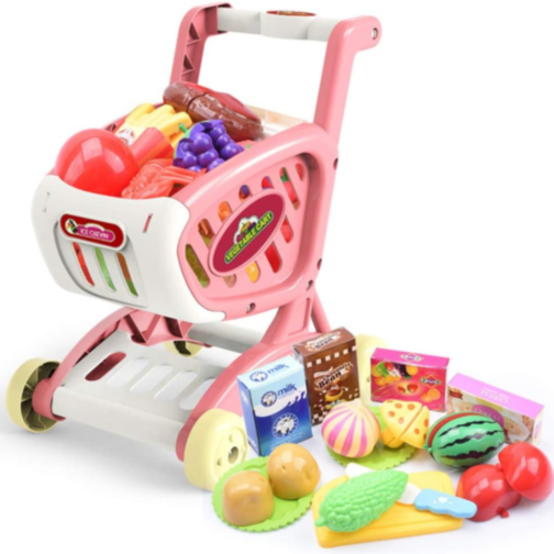 Cărucior de Jucărie cu Alimente și Fructe (culoare aleatorie)