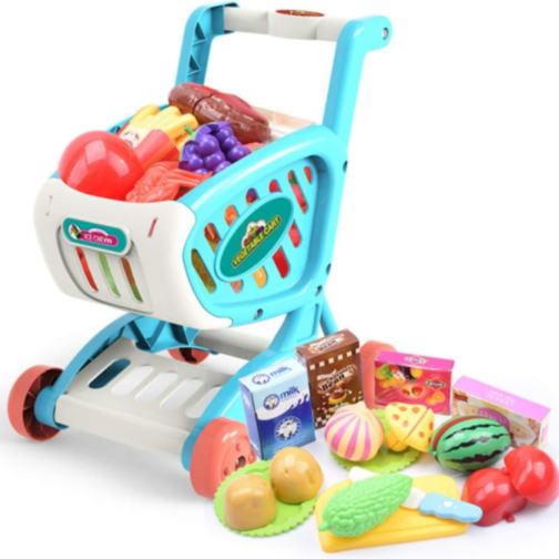 Cărucior de Jucărie cu Alimente și Fructe (culoare aleatorie)