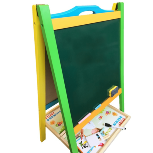 Tablă Educațională Dublă din Lemn | Suprafață Magnetică și Neagră pentru Creta 