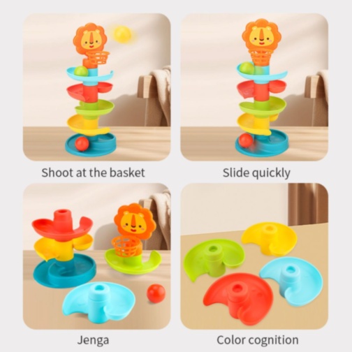 Turn cu Bile pentru Bebeluși și Coș Leu