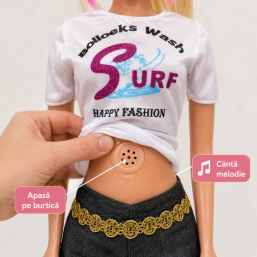 Păpușă muzicală mare 90 cm cu ținută fashion