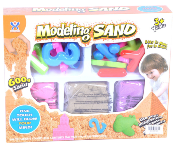 Set Nisip Kinetic cu 3 Culori și Forme de Modelat Cifre, 600gr.