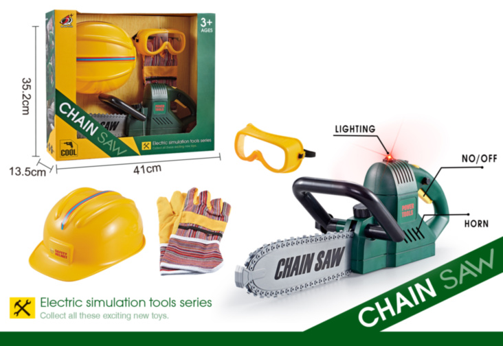 Fierastrău Electric cu Sunete, Cască, Ochelari și Mănuși
