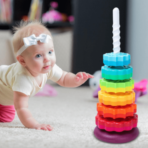 Turn Curcubeu Montessori cu Inele Rotative