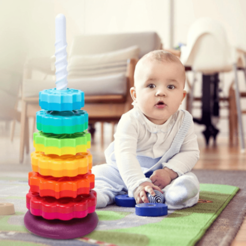 Turn Curcubeu Montessori cu Inele Rotative