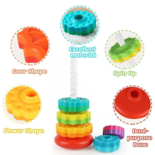Turn Curcubeu Montessori cu Inele Rotative