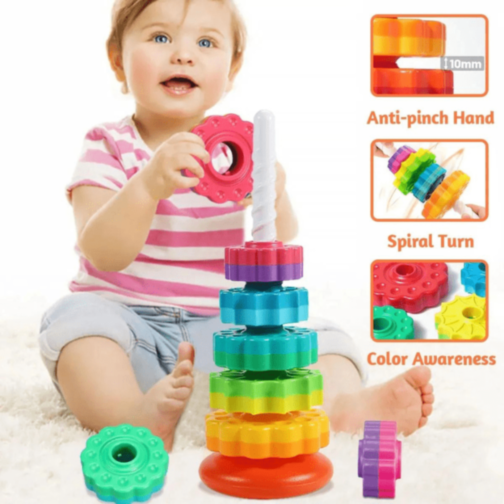 Turn Curcubeu Montessori cu Inele Rotative