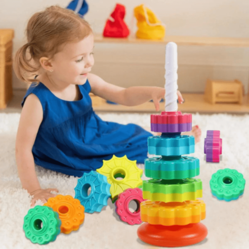 Turn Curcubeu Montessori cu Inele Rotative