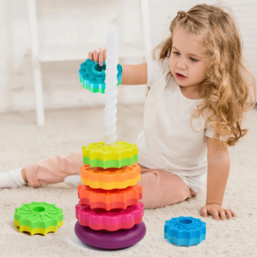 Turn Curcubeu Montessori cu Inele Rotative