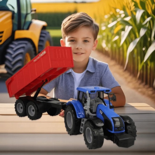 Tractor Fermă cu Remorcă Mare (culoare aleatorie) 
