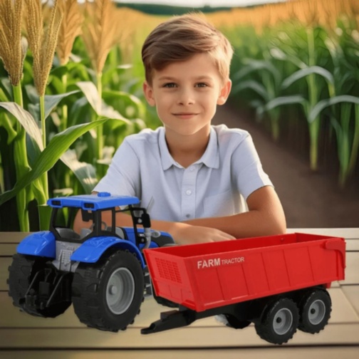 Tractor Fermă cu Remorcă Mare (culoare aleatorie) 