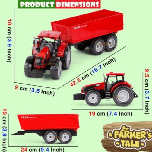Tractor Fermă cu Remorcă Mare (culoare aleatorie) 