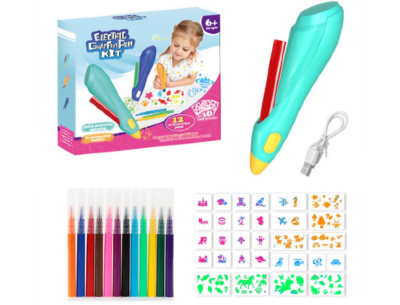 Set de Graffiti Electric pentru Copii - Kit Creativ cu 12 Markere | image