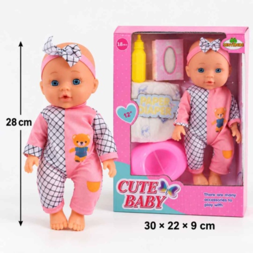 Păpușă bebeluș 28 cm cu sunete și accesorii