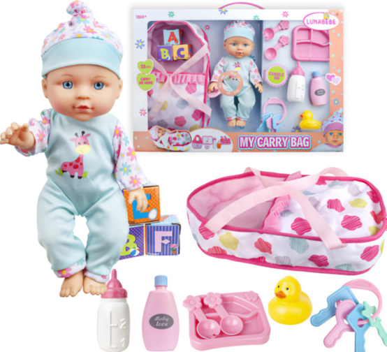 Bebeluș cu Sunete, Landou, Tacâmuri, Sticluță, Suzetă și Jucării