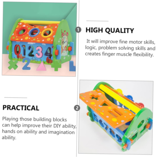 Căsuță interactivă educativă cu ciocan și forme geometrice