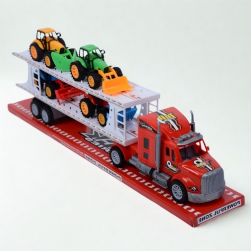 Camion Transportor cu 4 Tractoare și Utilaje (culoare aleatorie)