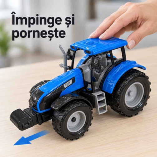 Tractor de jucărie cu inerție și capotă mobilă