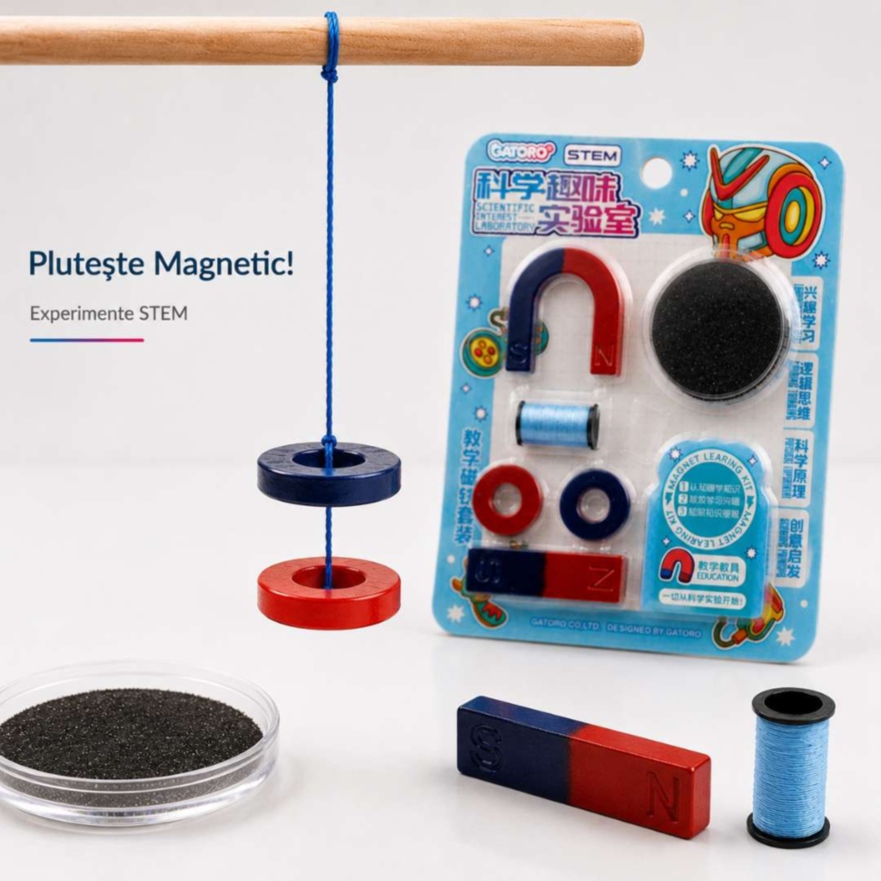 Experiment de plutire magnetică cu set STEM pentru copii