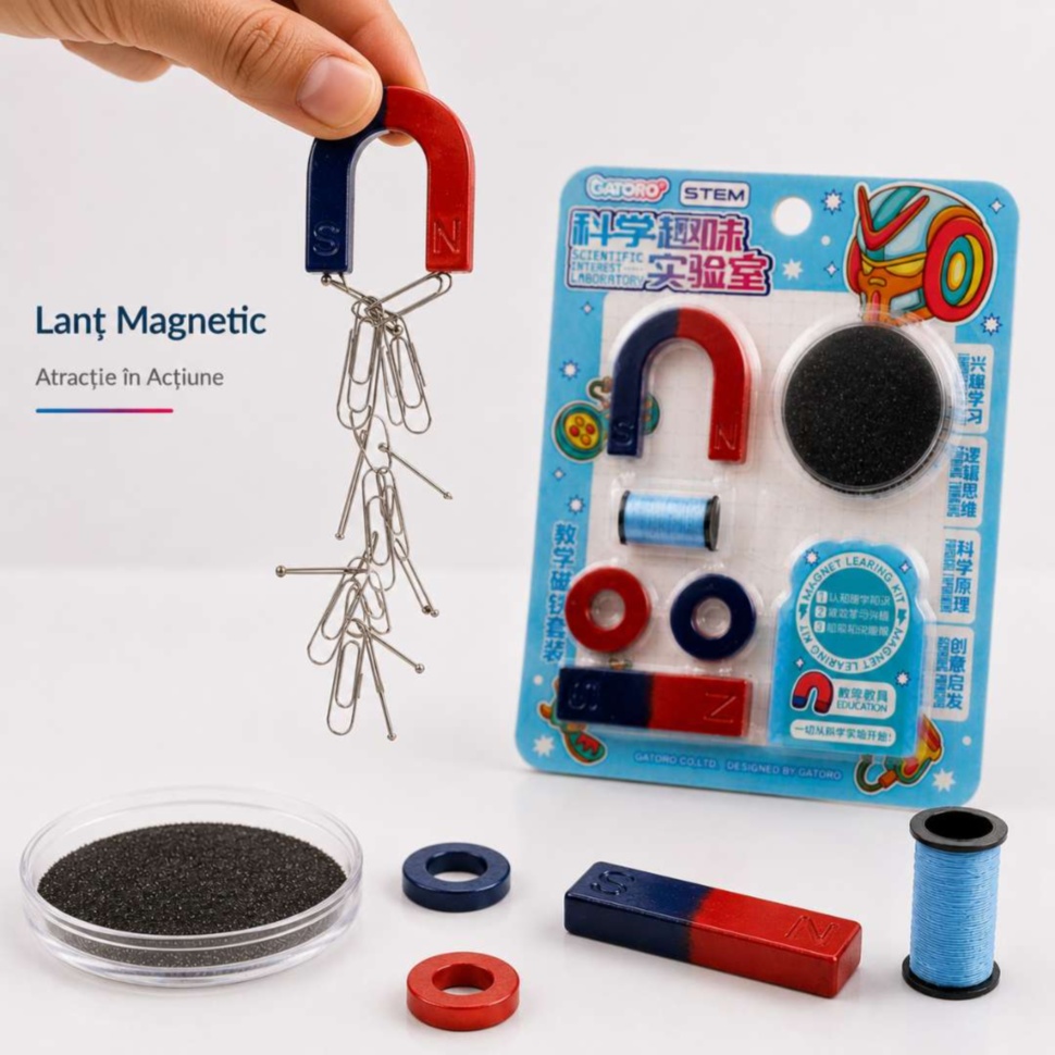 Lanț magnetic și atracție magnetică în acțiune