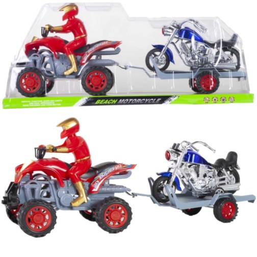 ATV-ul cu Platformă de Tractare si Motocicletă, Lumini și Sunete, 48cm