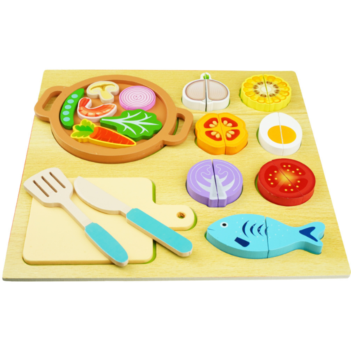 Set magnetic de gătit cu legume și pește