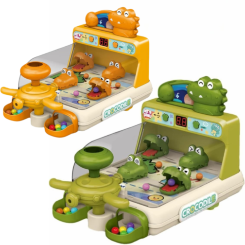 Mașină de Pinball Interactivă cu Crocodili și Bile Colorate (culoare aleatorie)
