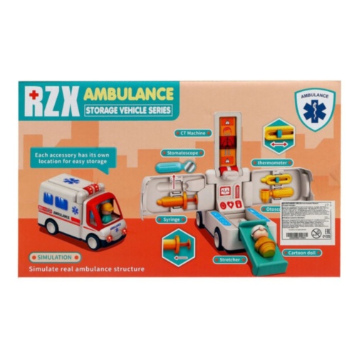 Ambulanță de Jucărie cu Set Doctor și Pacient