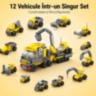 Set Construcție 12 în 1 Vehicule de Șantier 332 Piese