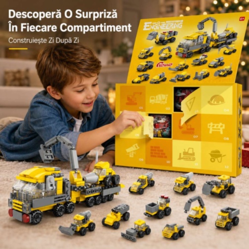 Set Construcție 12 în 1 Vehicule de Șantier 332 Piese