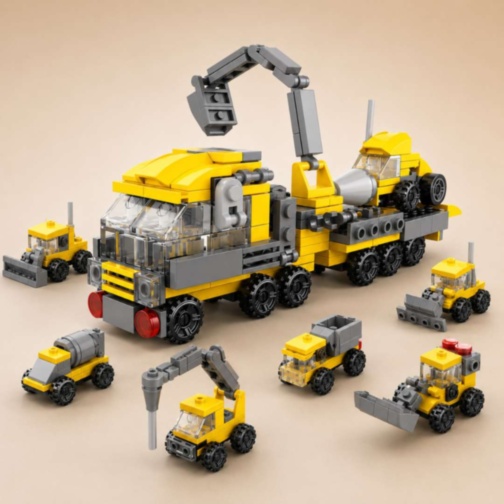 Set Construcție 12 în 1 Vehicule de Șantier 332 Piese