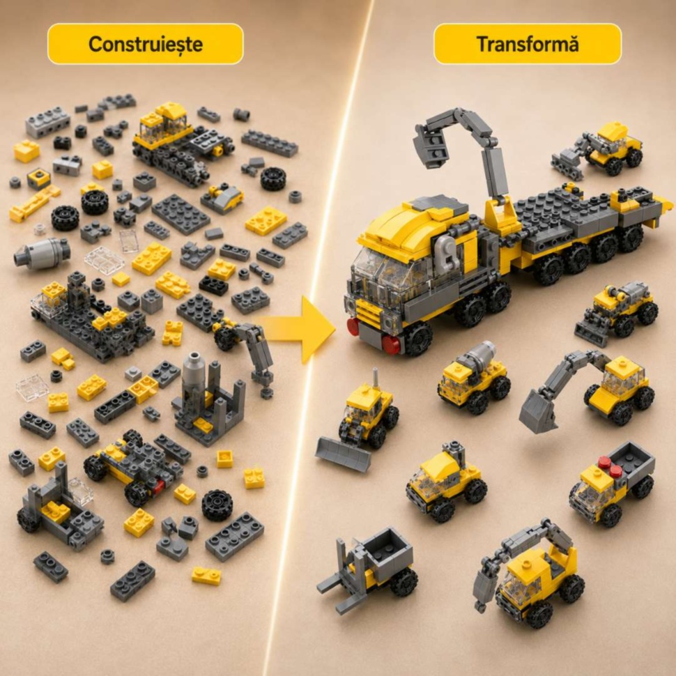 Construiește și transformă piesele în vehicule de șantier