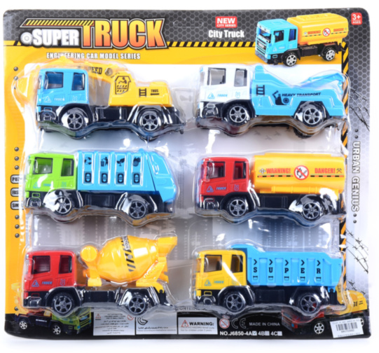 Set 6 Camioane de Construcție cu Fricțiune