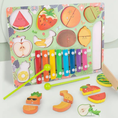 Set Educațional 2 în 1 Fructe Magnetice și Xilofon Colorat | image